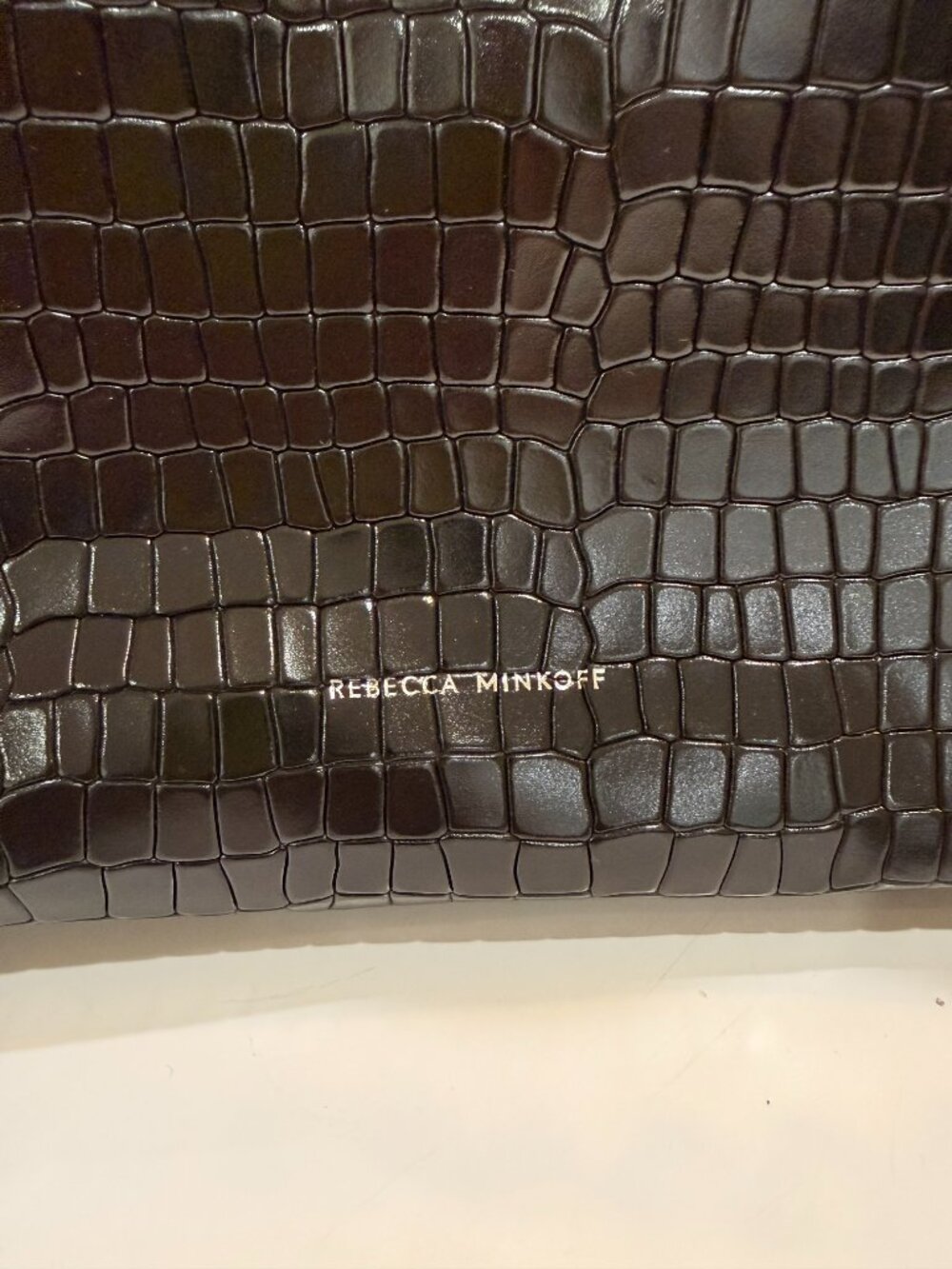 Rebecca Minkoff Black Croc Embossed Black Hardware Satchel - Picture 4 of 10